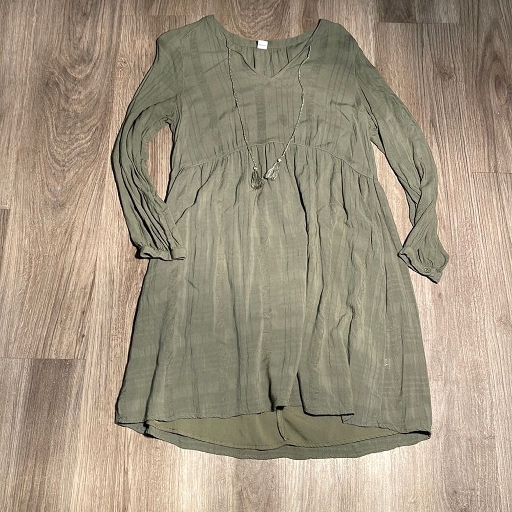 Old Navy Olive Green Dress- Medium- Long Sleeve